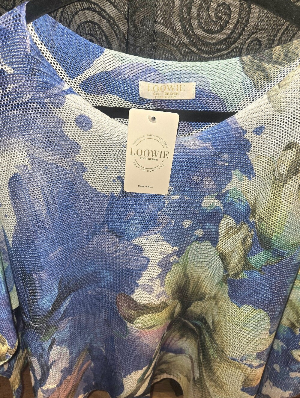 Loowie Blue Flower Knit Top